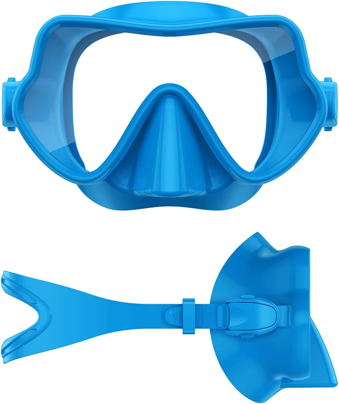 Full Silicone Swimming Goggles with Nose Cover,Panoramic View Antiglare Tempered Glass Snorkel Mask Anti-Fog&Leak for Swim Snorkeling Scuba Diving