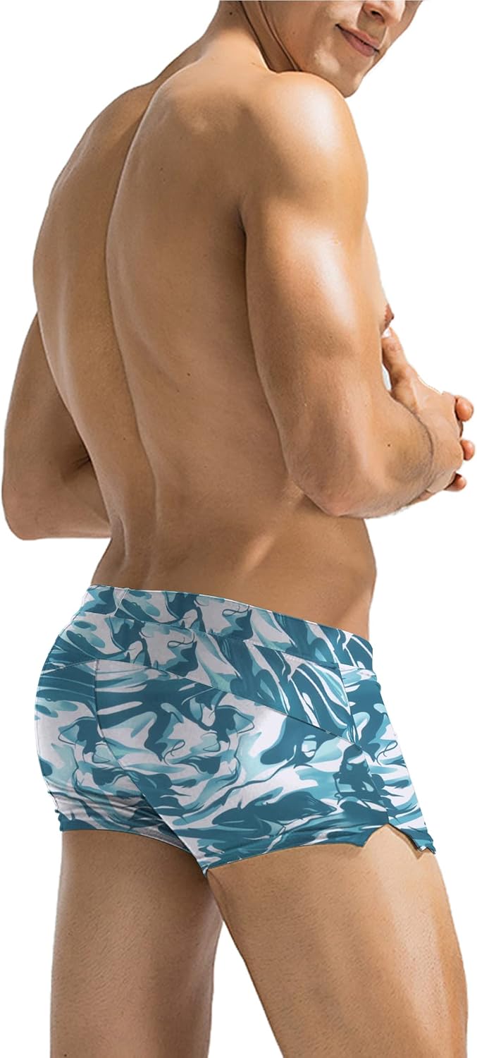 Mens Swim Trunks Swimwear Bathing Suit Swim Brief Square Leg Board Short