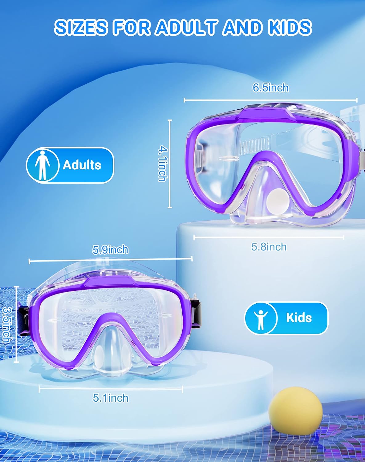 Swim Goggles Adult Kids, Anti Fog Swimming Goggles with Nose Cover,No Leaking Clear Snorkel Dive Mask 180 Wide View Men Women Youth Boys Girls