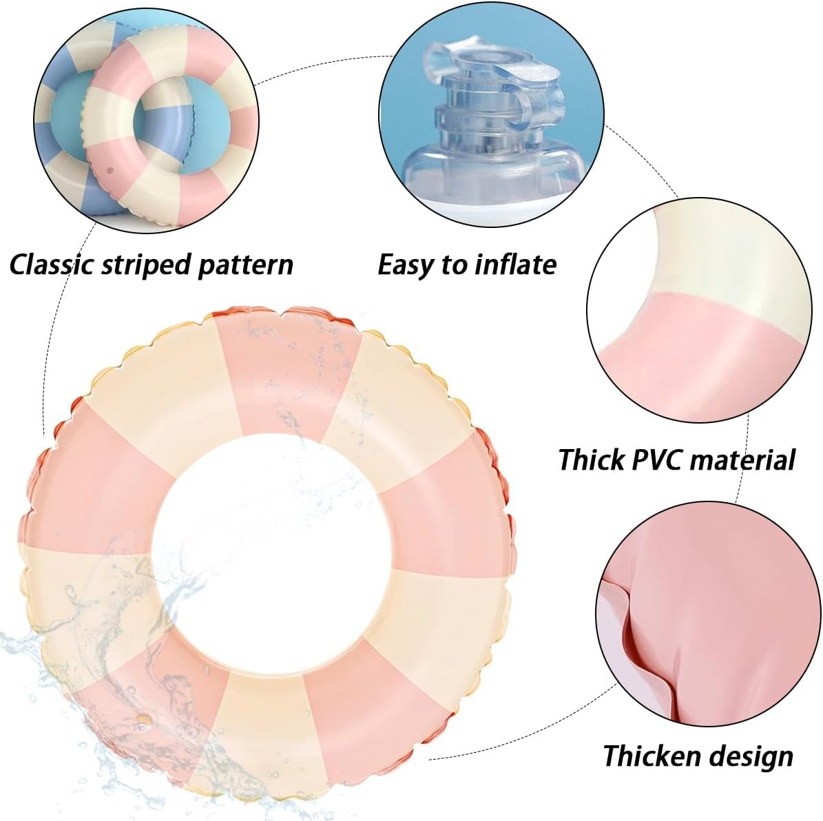 Children Swimming Ring, Inflatable Pool Floats Swim Tube Raft Toy with Fruits Mermaid Decorations Summer Water Fun Lounge Beach Lake Party Supplies for Kids