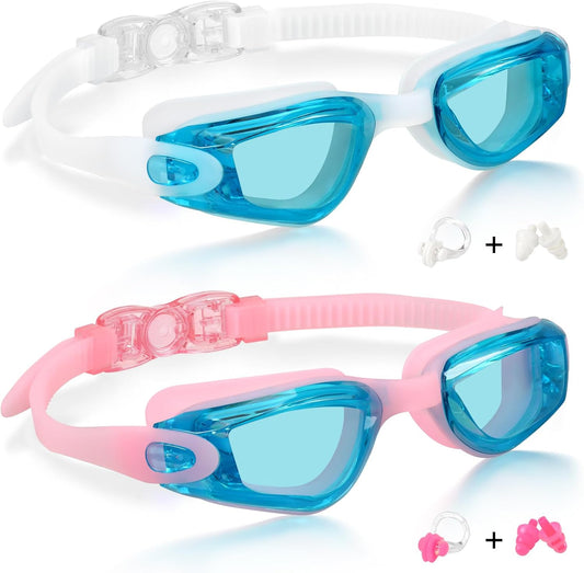Kids Swim Goggles, Pack of 2 Swimming Goggles for Children Boys & Girls Age 3-14