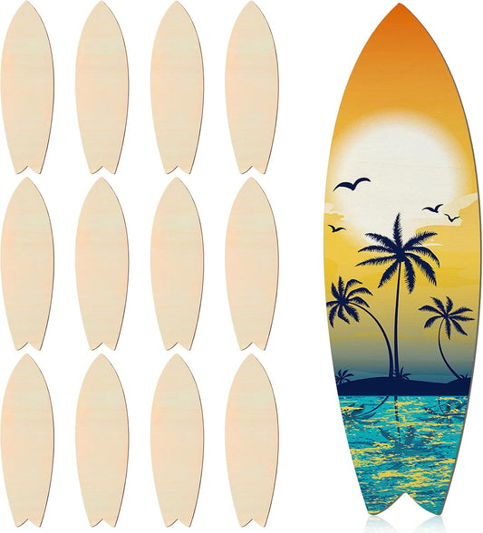 12-Piece set of unfinished wooden surfboard cutouts