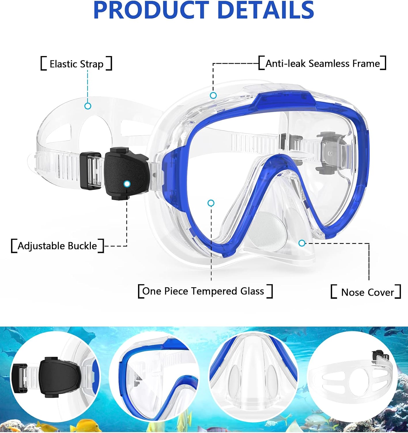Swim Goggles Adult Kids, Anti Fog Swimming Goggles with Nose Cover,No Leaking Clear Snorkel Dive Mask 180 Wide View Men Women Youth Boys Girls