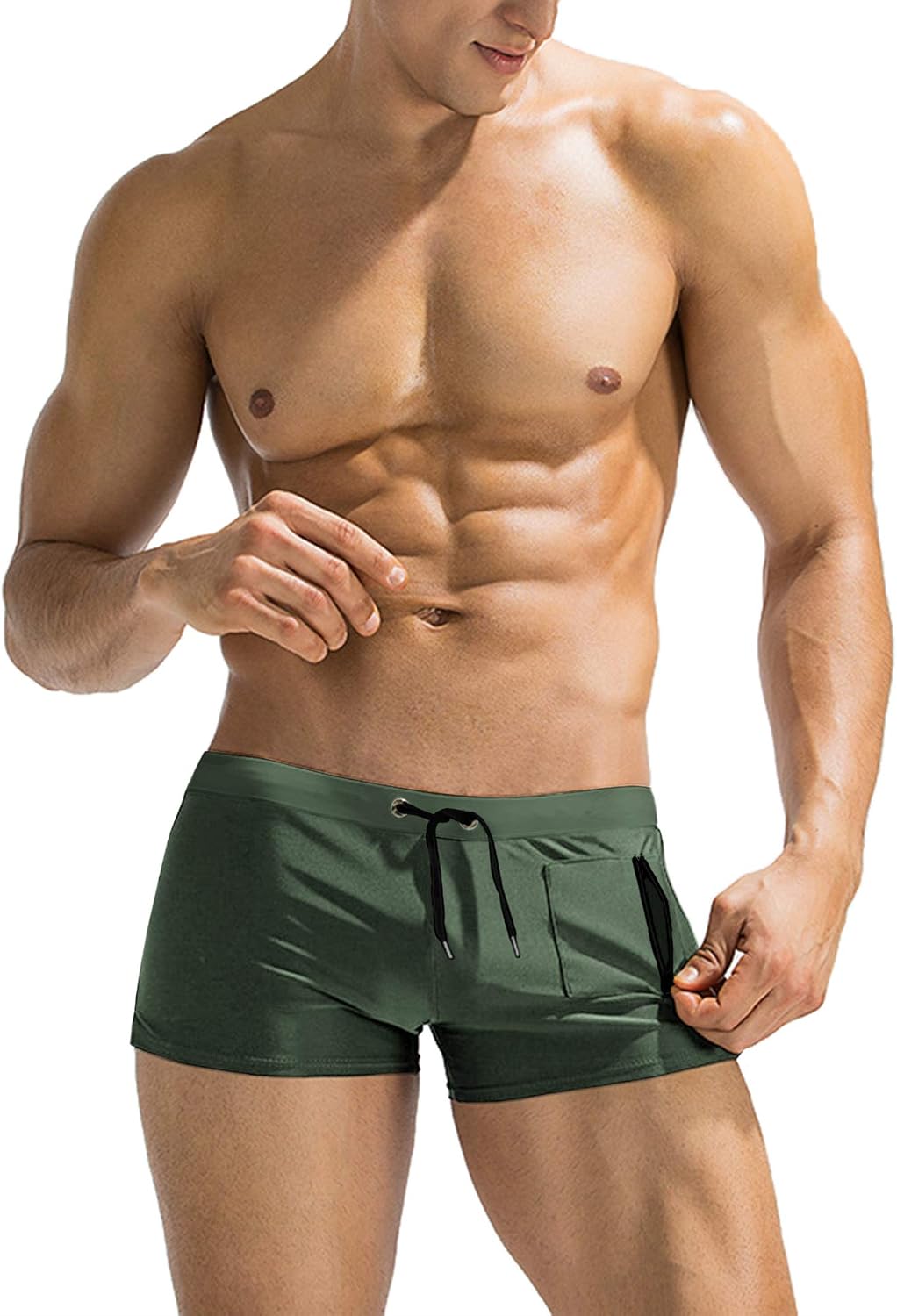 Mens Swim Trunks Swimwear Bathing Suit Swim Brief Square Leg Board Short