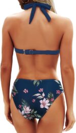 Women Two Piece Bathing Suits Push Up Bikini Set Halter Swimsuit Vintage Swimwear - Image 2