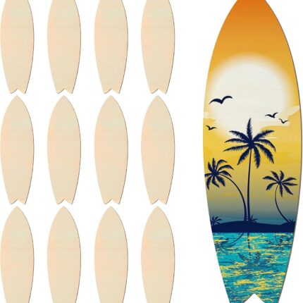 12-Piece set of unfinished wooden surfboard
