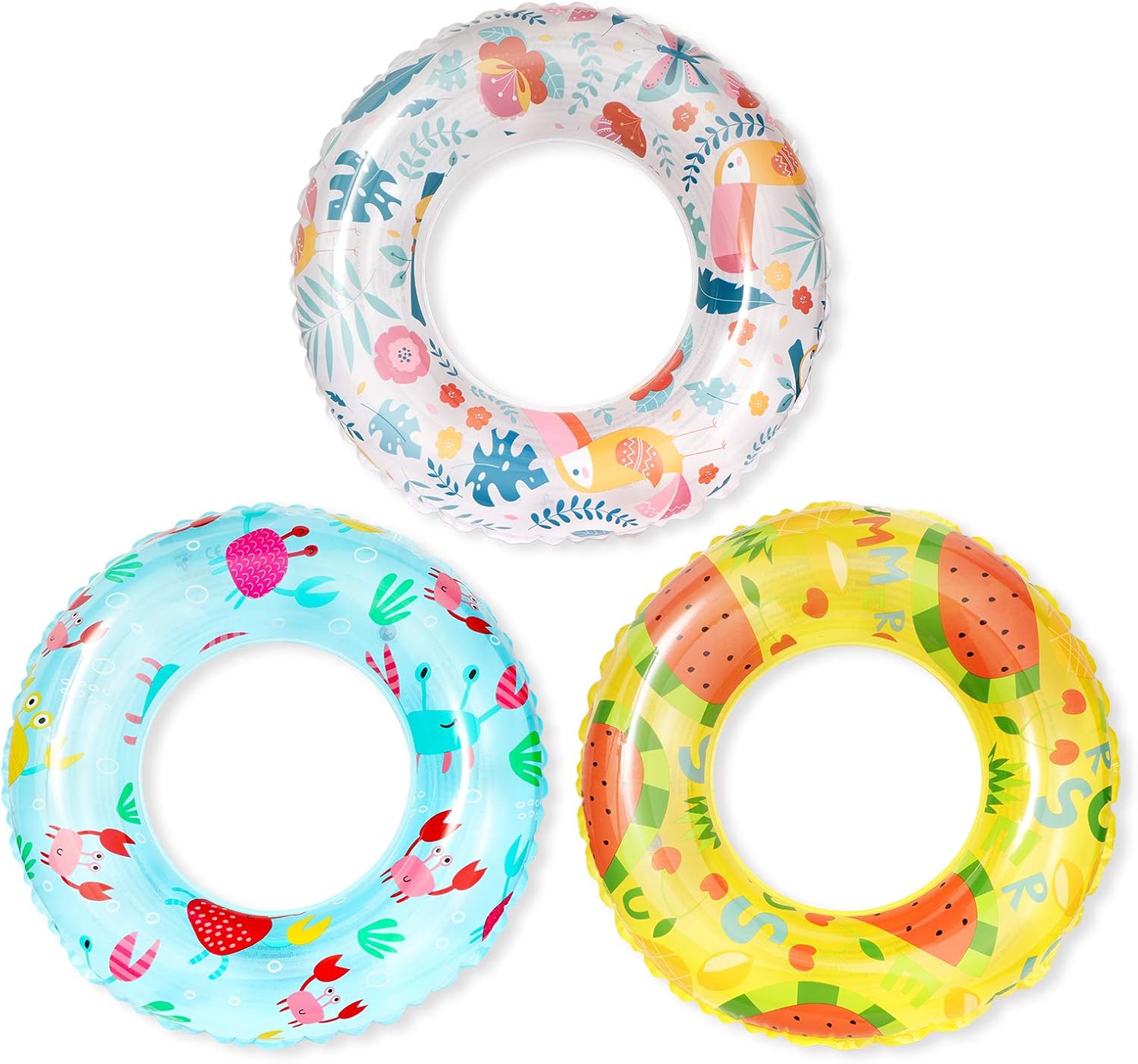 71P-BIMfepL._AC_SL1500_.jpg Inflatable Pool Floats for Kids Children - 3 Pack Swim Ring Tube Toys for Swimming Pool Outdoor Beach Party - Image 1