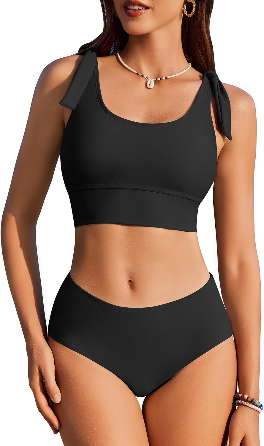 71PeRzi8AvL._AC_SL1500_.jpg Women High Waisted Bikini Sets Scoop Neck Two Piece Swimsuits Sporty Bathing Suits Swimwear - Image 1