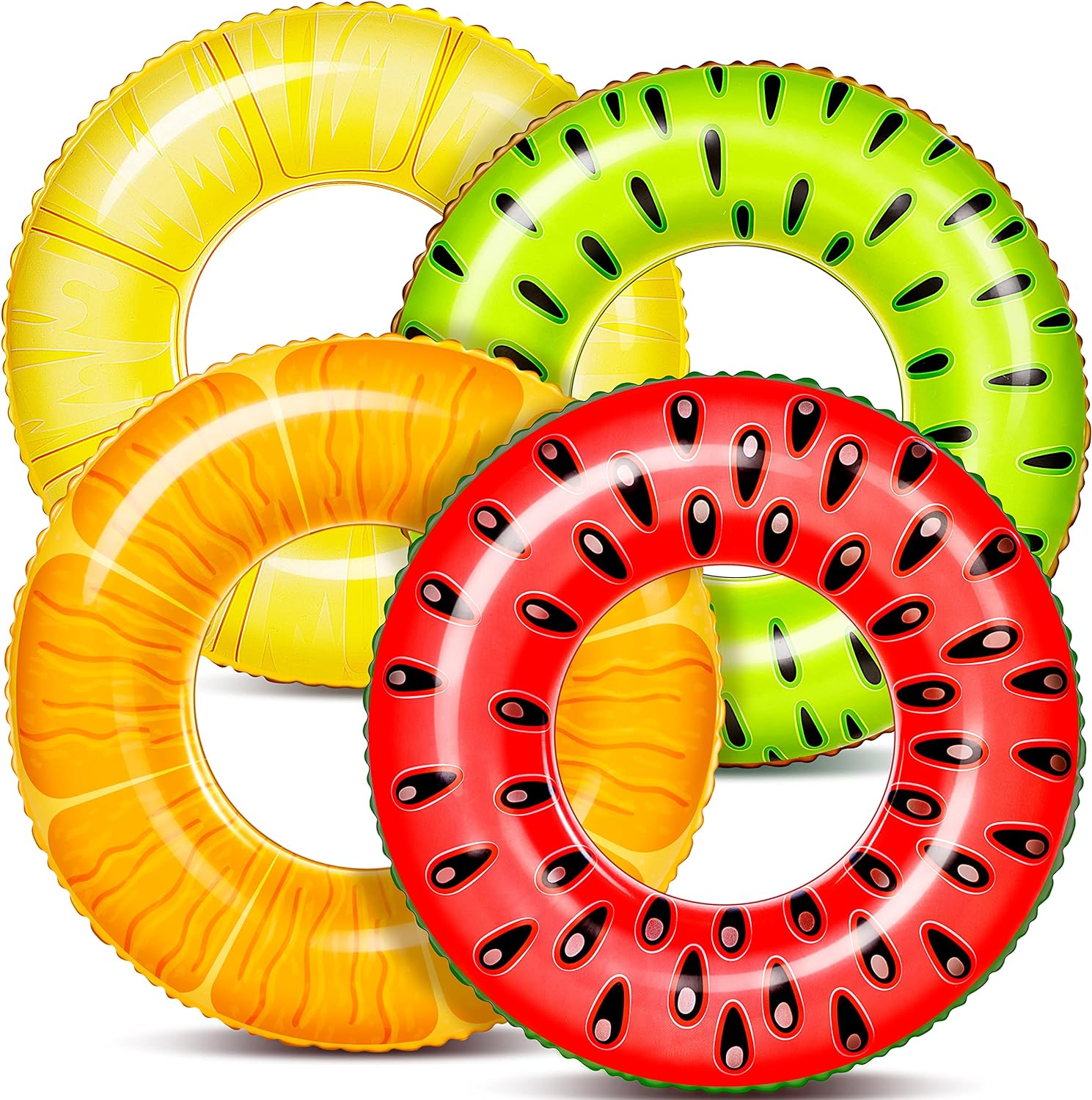 91aIykErXJL._AC_SL1500_.jpg 4 Pack Inflatable Pool Floats, Pool Tube Rings, Swim Tubes, Floaties Toys, Beach Swimming Party Toys for Kids and Adults - Image 1